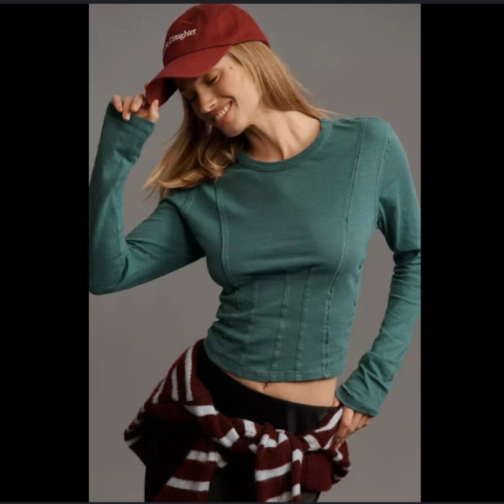 Brand New Pilcro Seamed Long-Sleeve Top